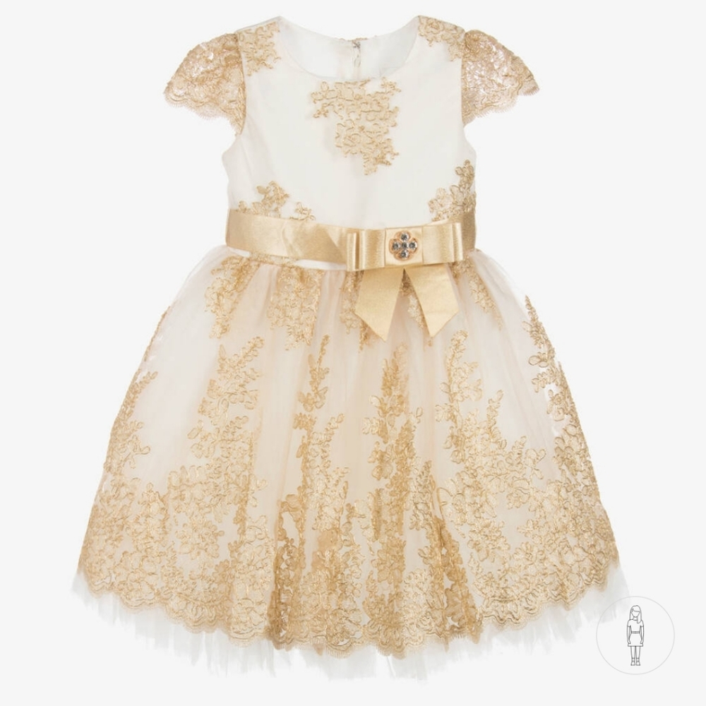 Romano little girls golden/ivory dress - 18 months